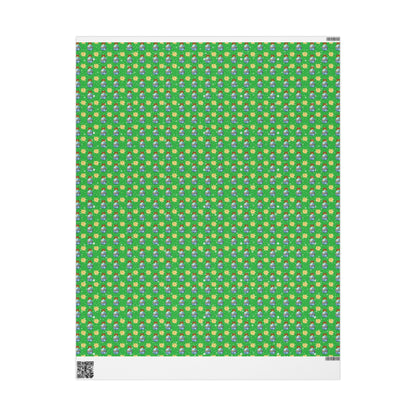 Blue Ornament Green Paper Custom Wrapping Paper (Suzie)