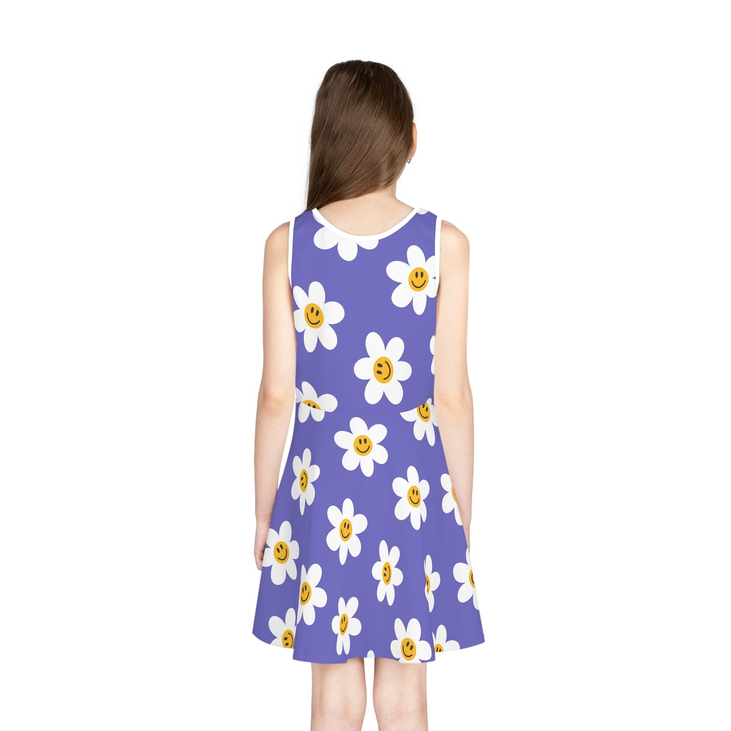 Daisy Grins Purple Girls' Sleeveless Sundress
