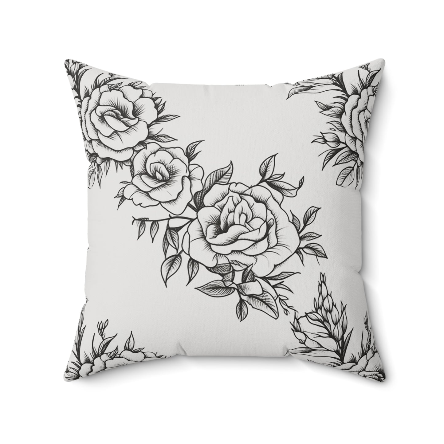 Midnight Rose Sketch Throw Pillow