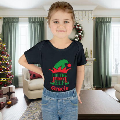 I'm The Funny Elf Personalized Infant Baby Rib Bodysuit
