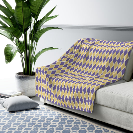 Purple/Yellow Harlequin Fleece Blanket