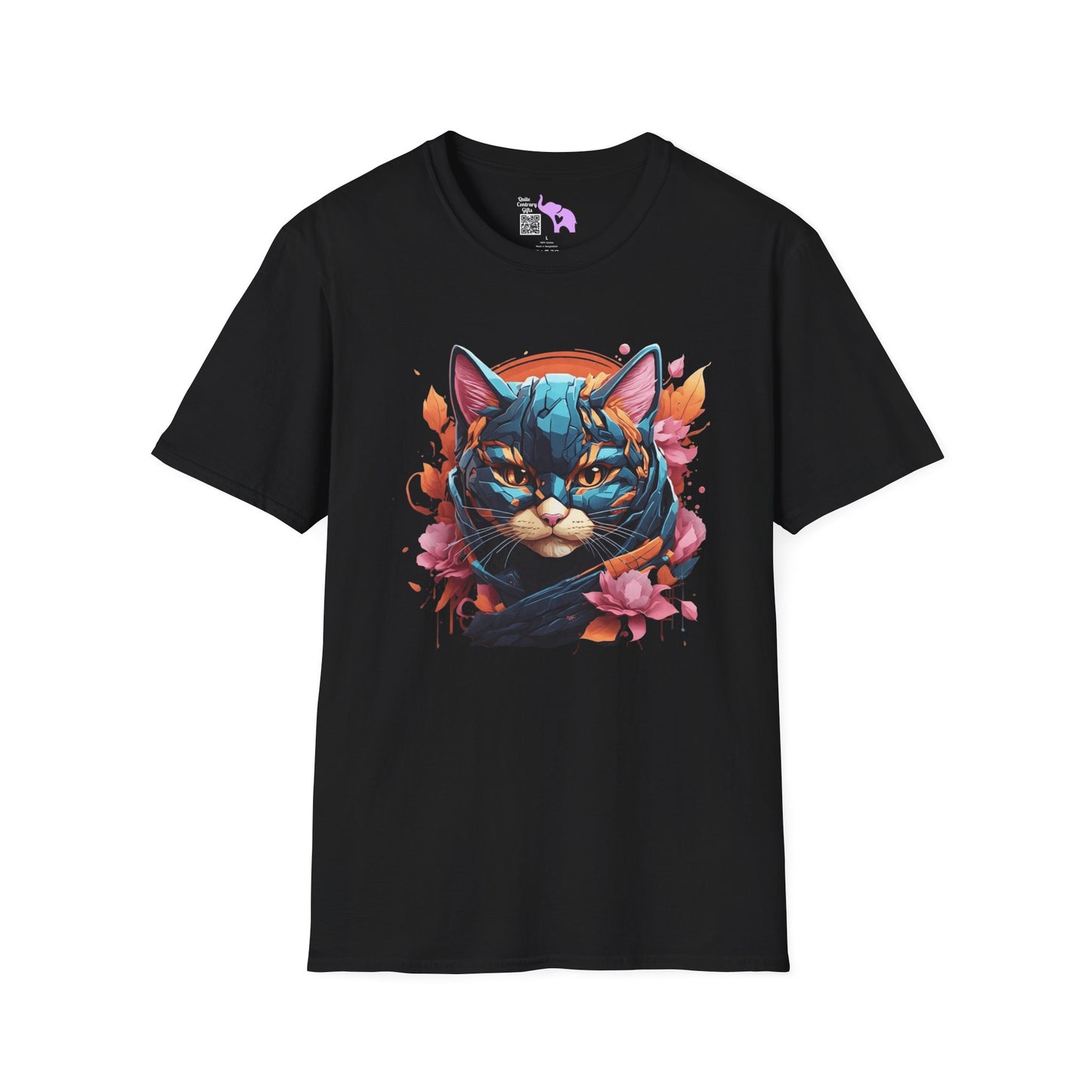 Adorable Kitty w/Flowers Adult T-shirt