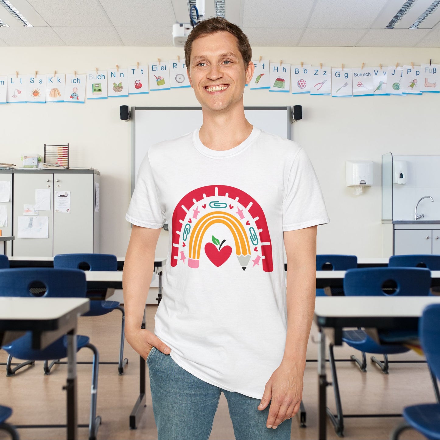 Rainbow Teacher Adult T-shirt
