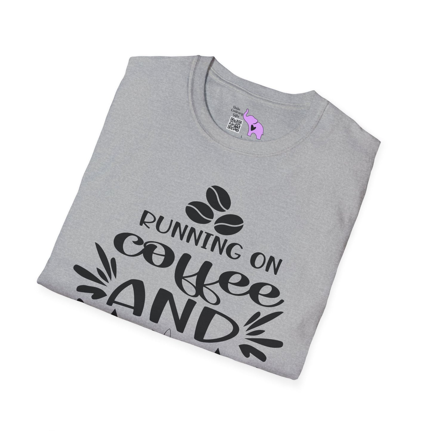 Running On Coffee And Sarcasm Adult T-shirt