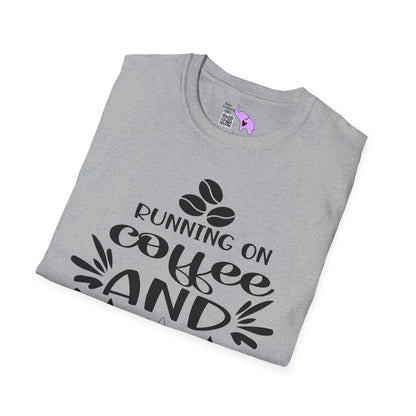 Running On Coffee And Sarcasm Adult T-shirt