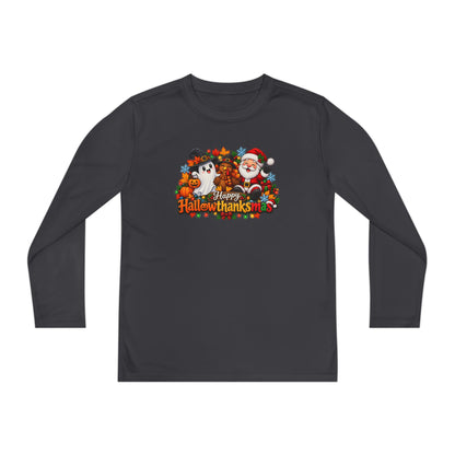 Happy Hallowthanksmas (Ghost/Turkey/Santa) Youth Long Sleeve Tee