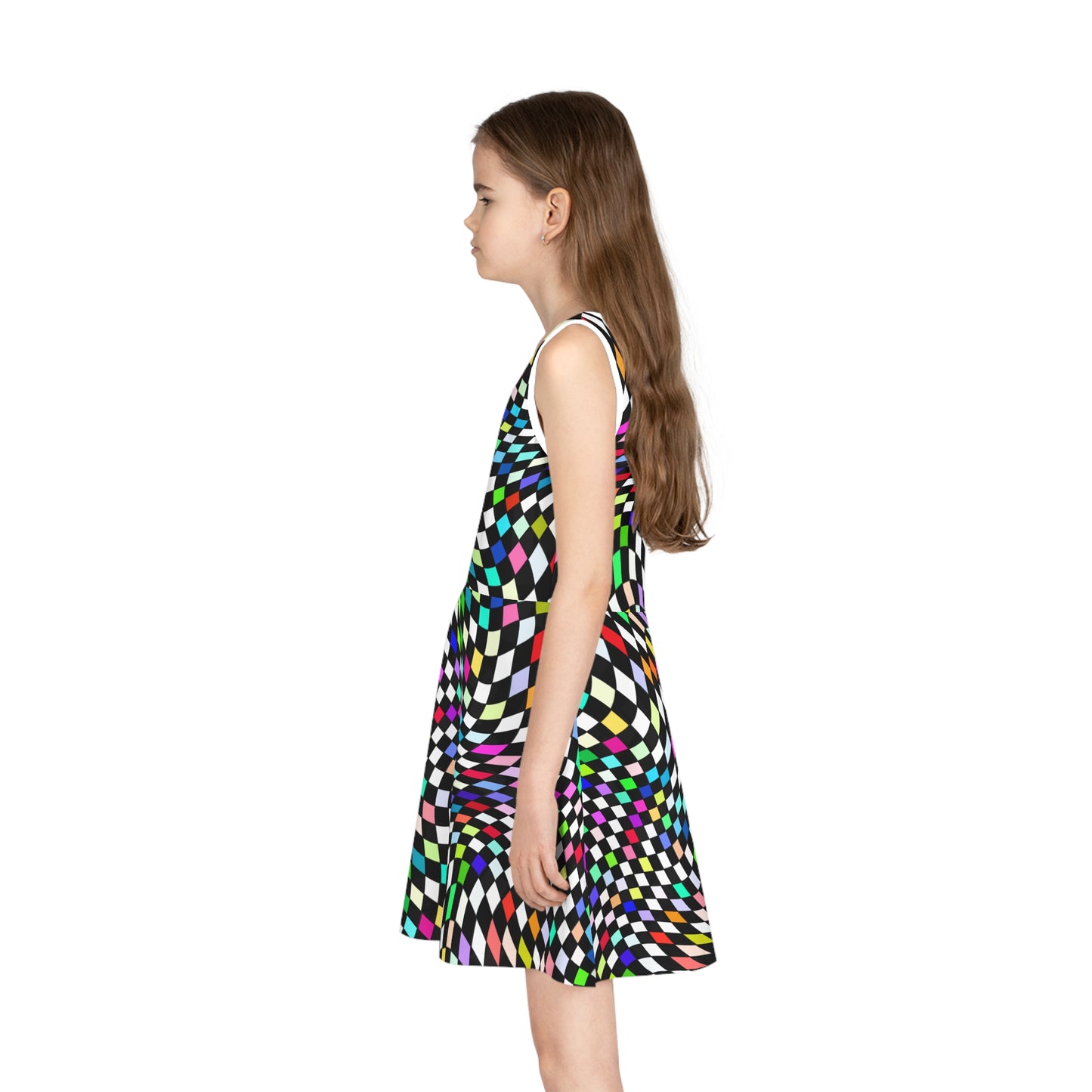 Warped Colorful Checkered Girls Sundress