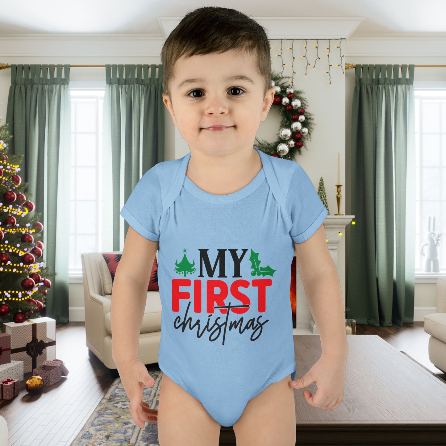 My First Christmas Infant Baby Rib Bodysuit