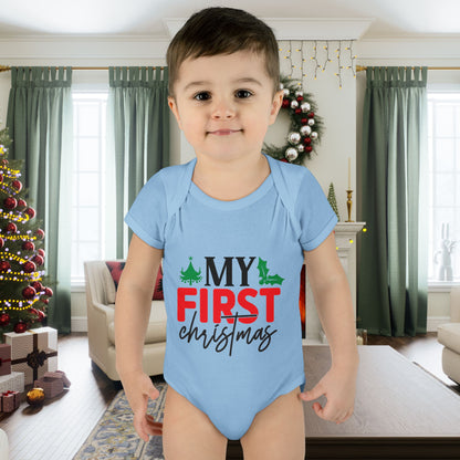 My First Christmas Infant Baby Rib Bodysuit