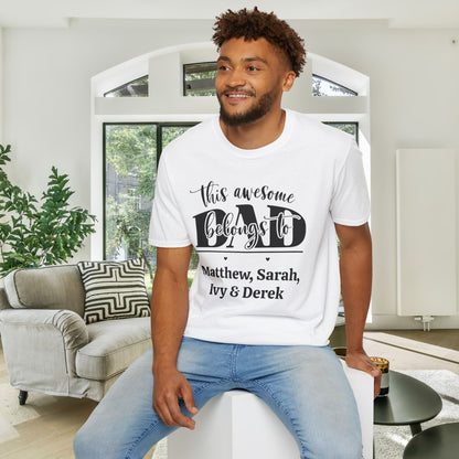This Awesome Dad Belongs To... Adult T-shirt (Personalizable)
