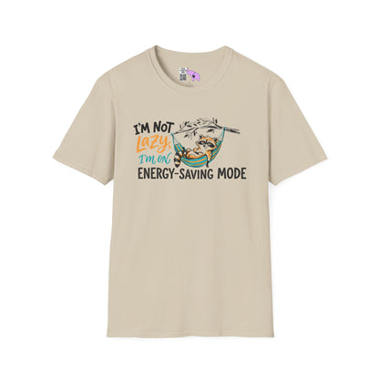 ""I'm Not Lazy, I'm On Energy Saving Mode (Racoon in Hammock) Adult T-shirt