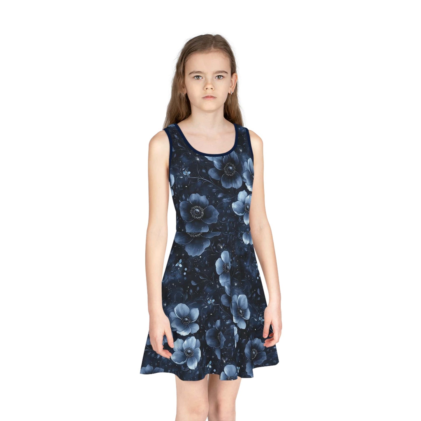 Midnight Blossoms Girls' Sleeveless Sundress