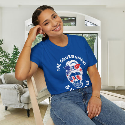 The Government is Lying To Us Female Skull/Glasses Adult T-shirt