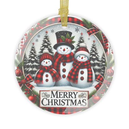 Merry Snowmen Trio Glass Ornament