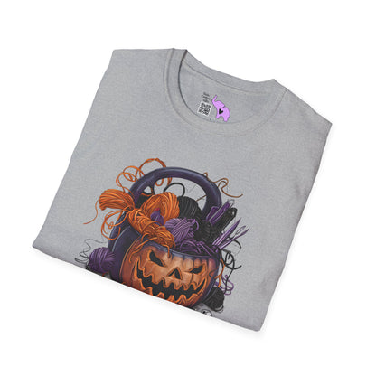 Spooky Pumpkin Yarn Basket Adult T-shirt