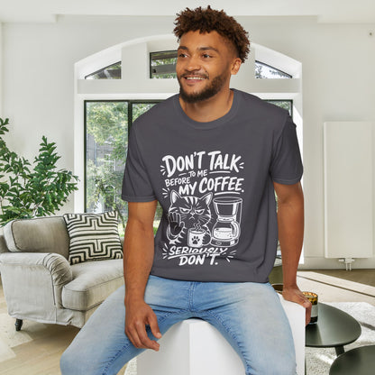 Don't Talk To Me Before My Coffee Seriously Don't (Cat) Adult T-shirt