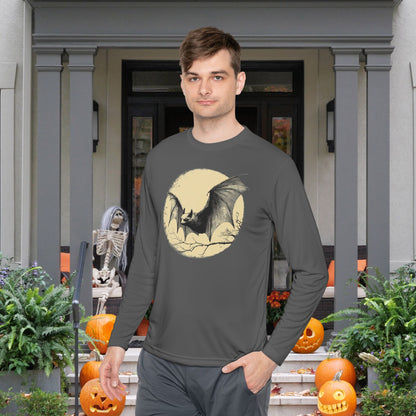 Bat Over Moon 2 Adult Long Sleeve Tee