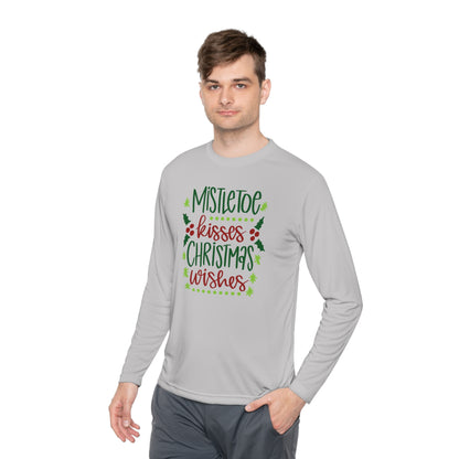 Mistletoe Kisses Christmas Wishes Adult Long Sleeve Tee