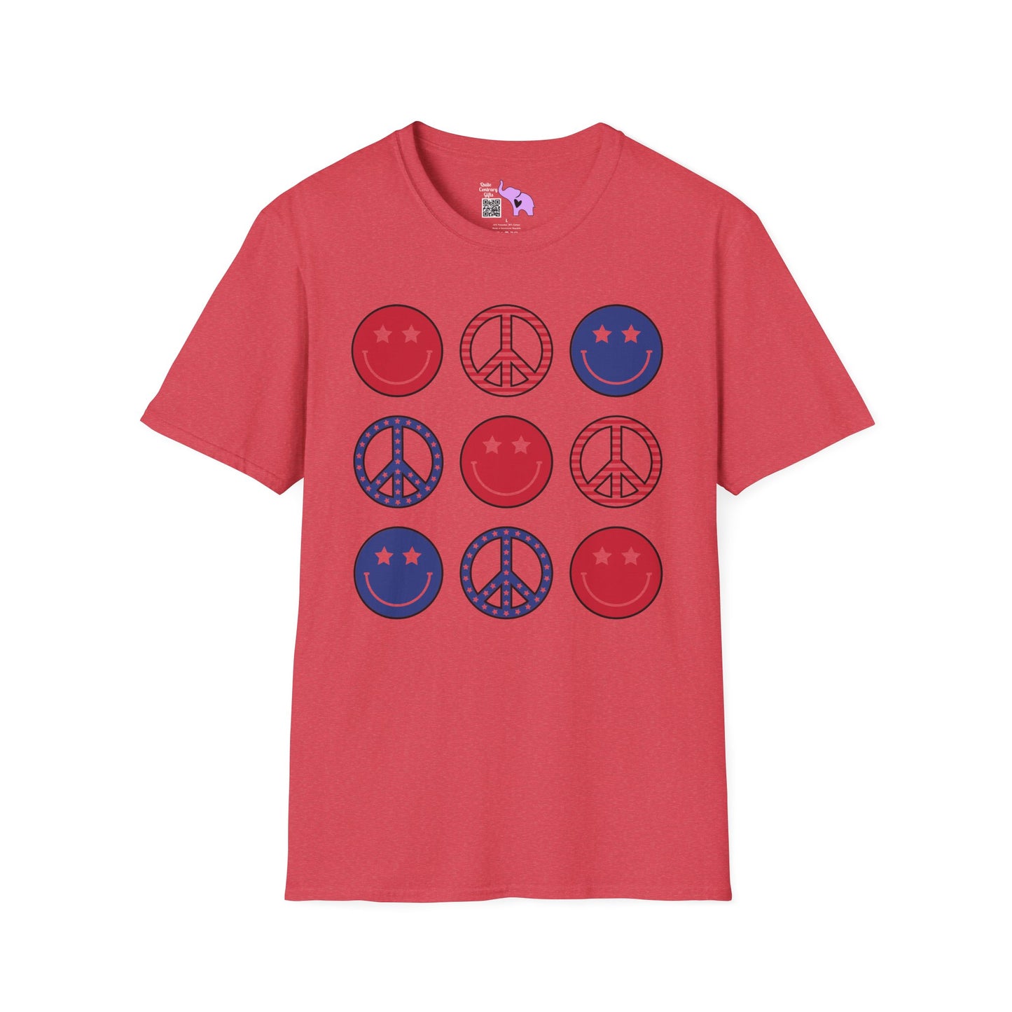 America Checkered Peace Signs Adult T-shirt