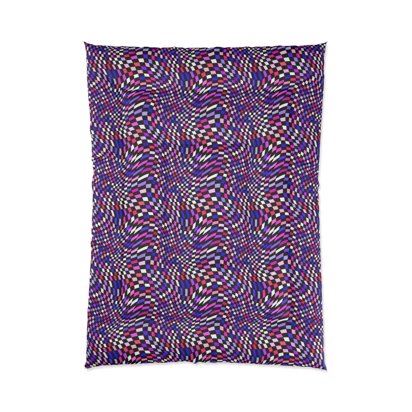 Warped Purple Checkered Comforter