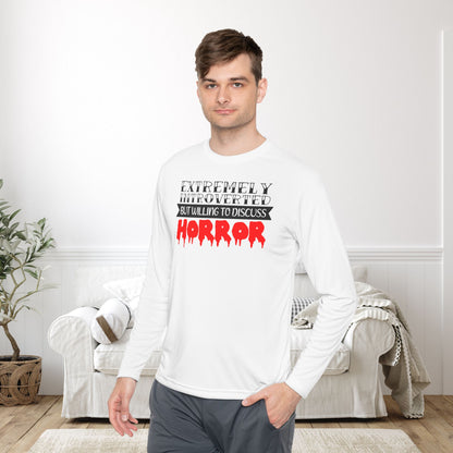 Extremely Introverted But Willing To Discuss Horror Adult Long Sleeve Tee