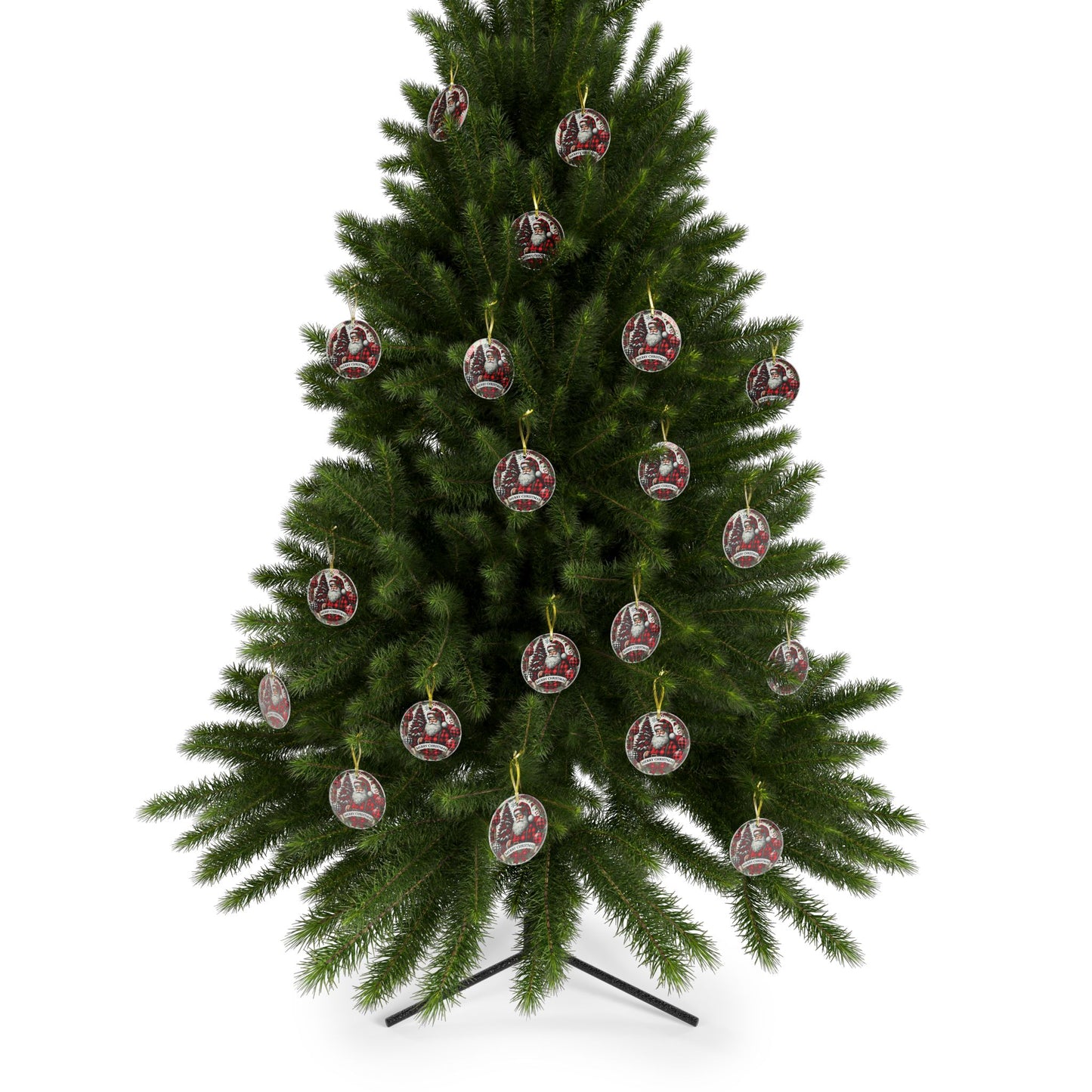 Jolly Santa Wishes Glass Ornament