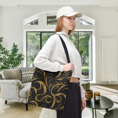 Golden Noir Swirl Canvas Tote Bag