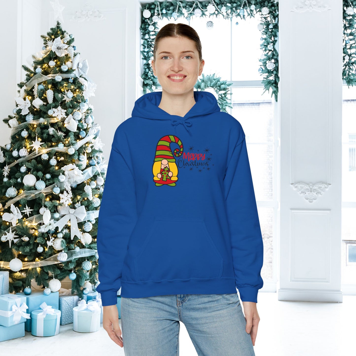 Merry Christmas Girl Gnome Adult Heavy Blend™ Hoodie