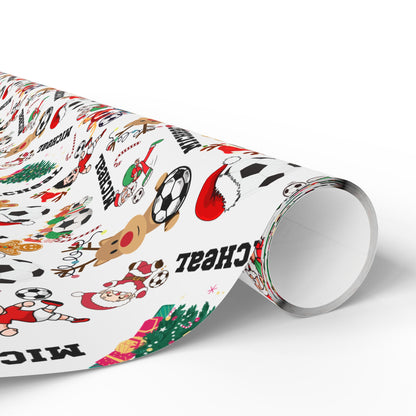 Christmas Soccer Custom Name Wrapping Paper (Micheal)
