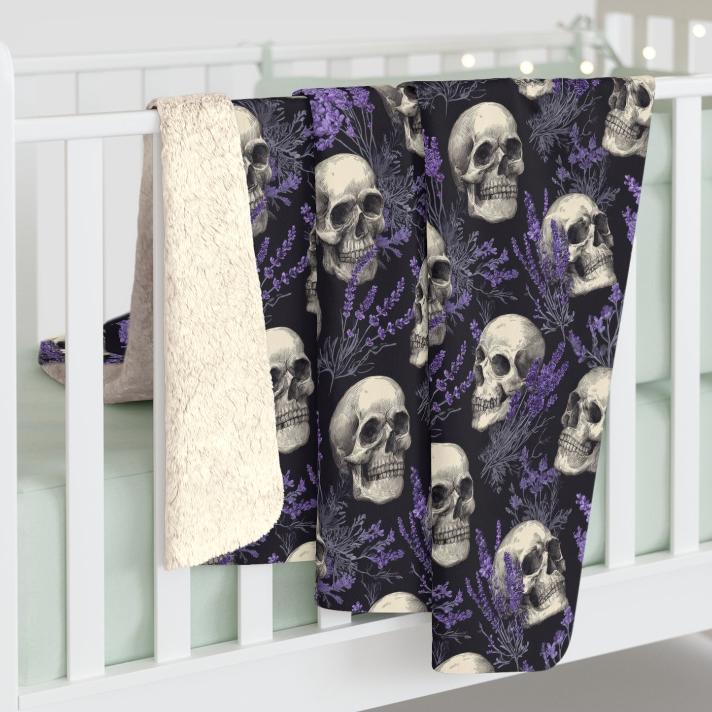 Midnight Lavender Skulls Fleece Blanket