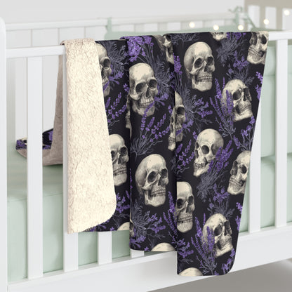 Midnight Lavender Skulls Fleece Blanket