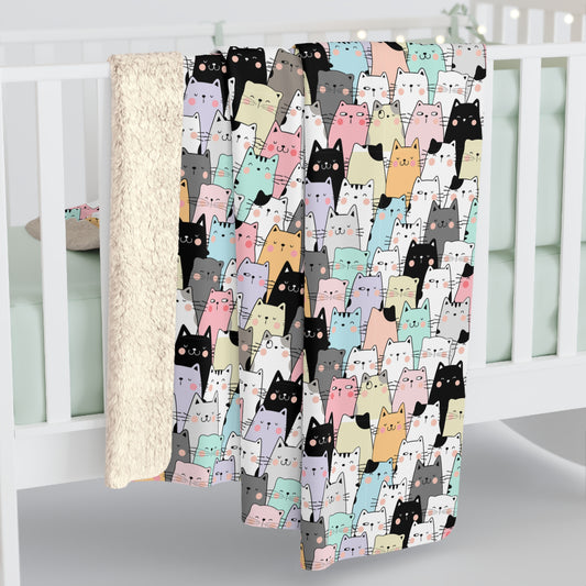 Cartoon Cats Sherpa Fleece Blanket