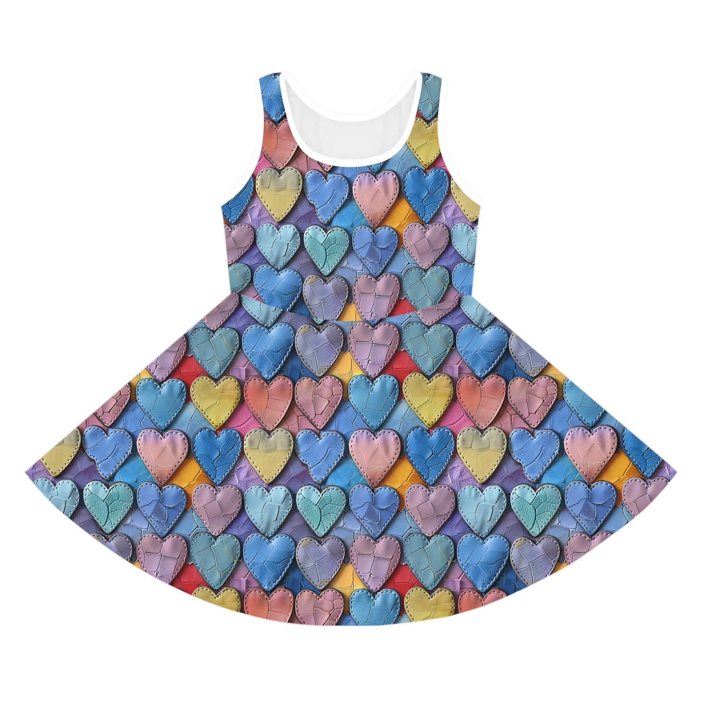 Color Pop Leather Hearts Girls' Sleeveless Sundress