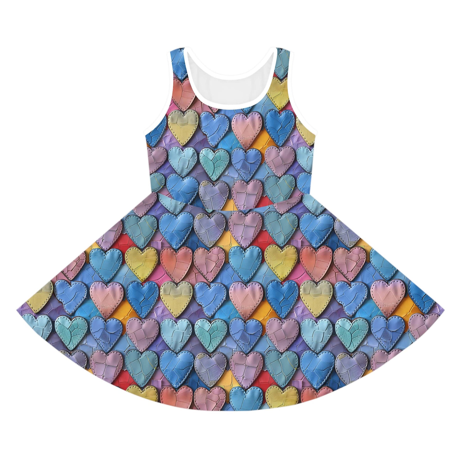 Color Pop Leather Hearts Girls' Sleeveless Sundress