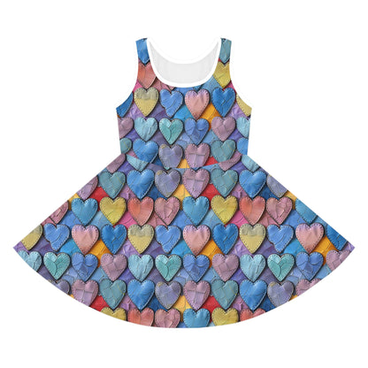 Color Pop Leather Hearts Girls' Sleeveless Sundress