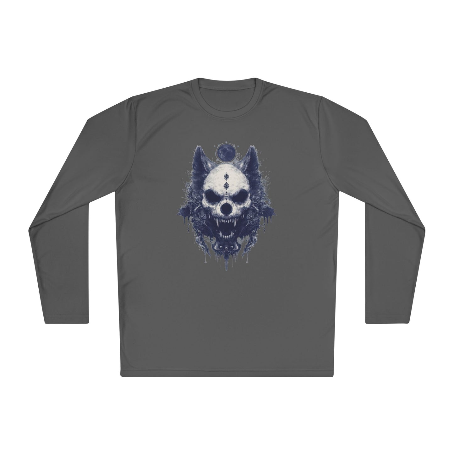 Creepy Skull Wolf Adult Long Sleeve Tee