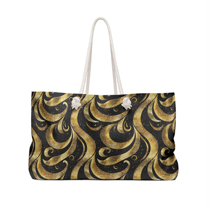 Black & Gold Luxe Swirl Weekender Bag
