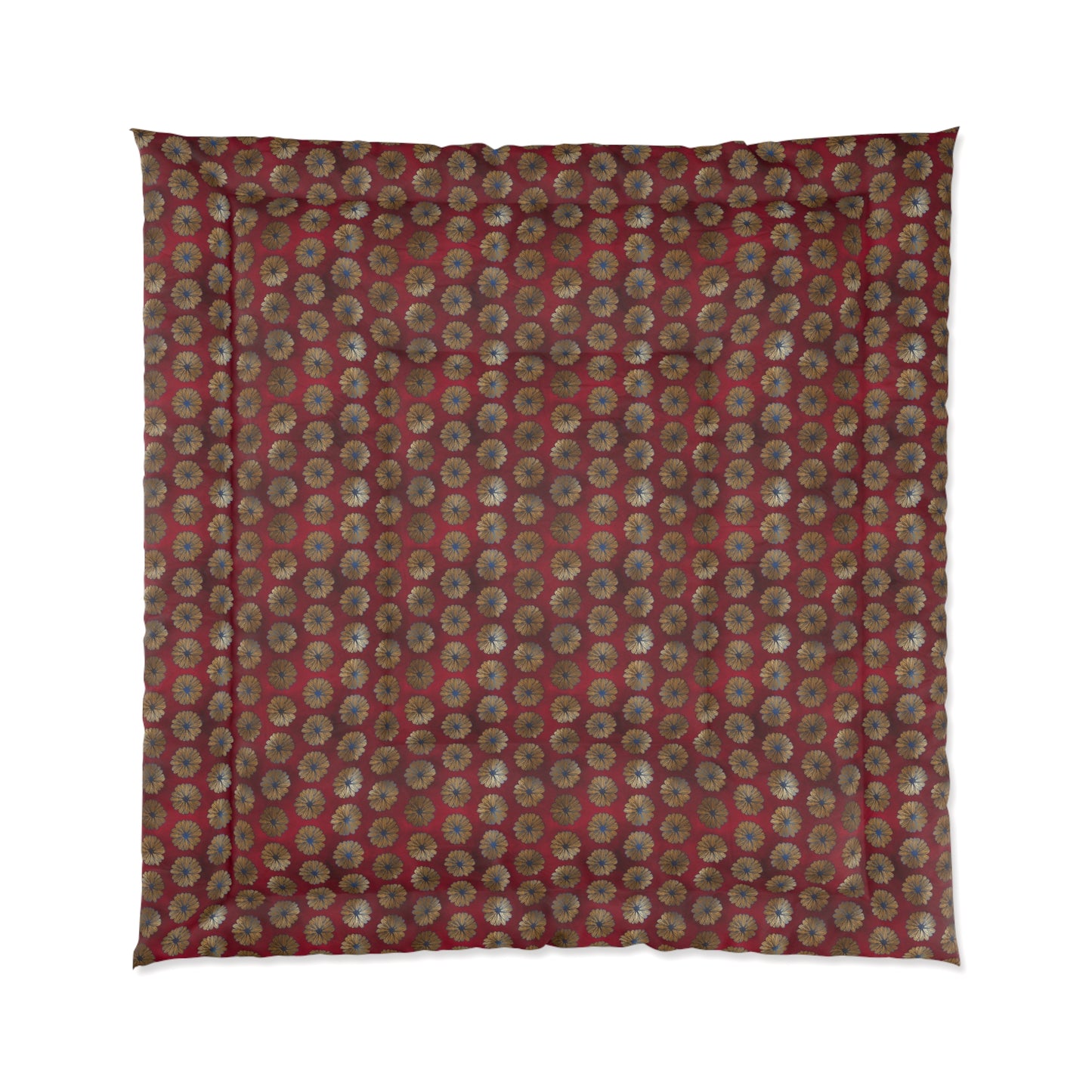 Crimson Gilded Daisies Basic Bedding Set