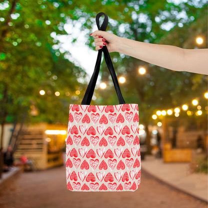 Doodle Hearts Canvas Tote Bag