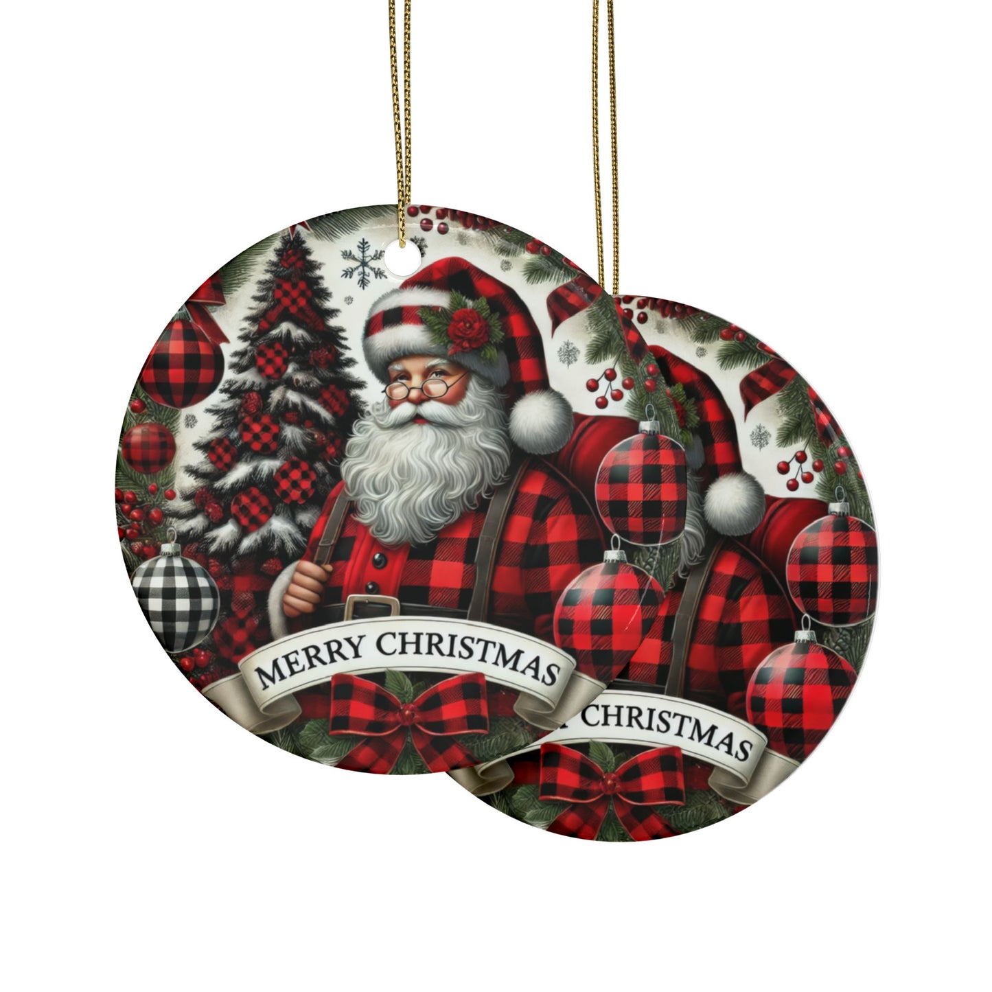 Jolly Santa Wishes Ceramic Ornaments - Set (1-20 pcs)