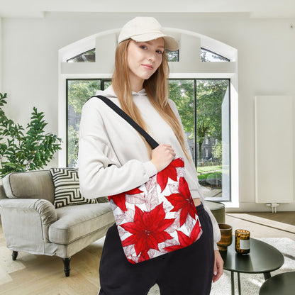Christmas Blossom Sketch Canvas Tote Bag