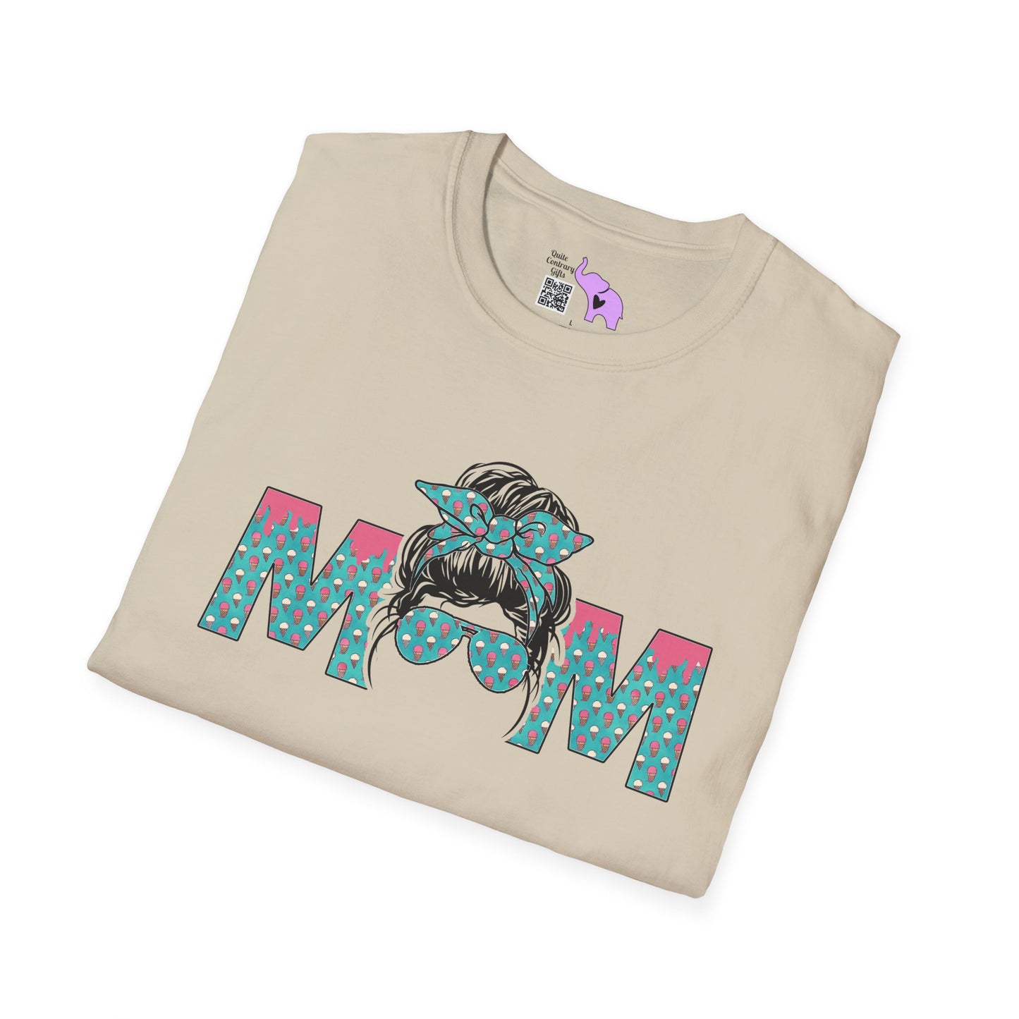 Mom (Teal/Pink Cheetah Print) Adult T-shirt