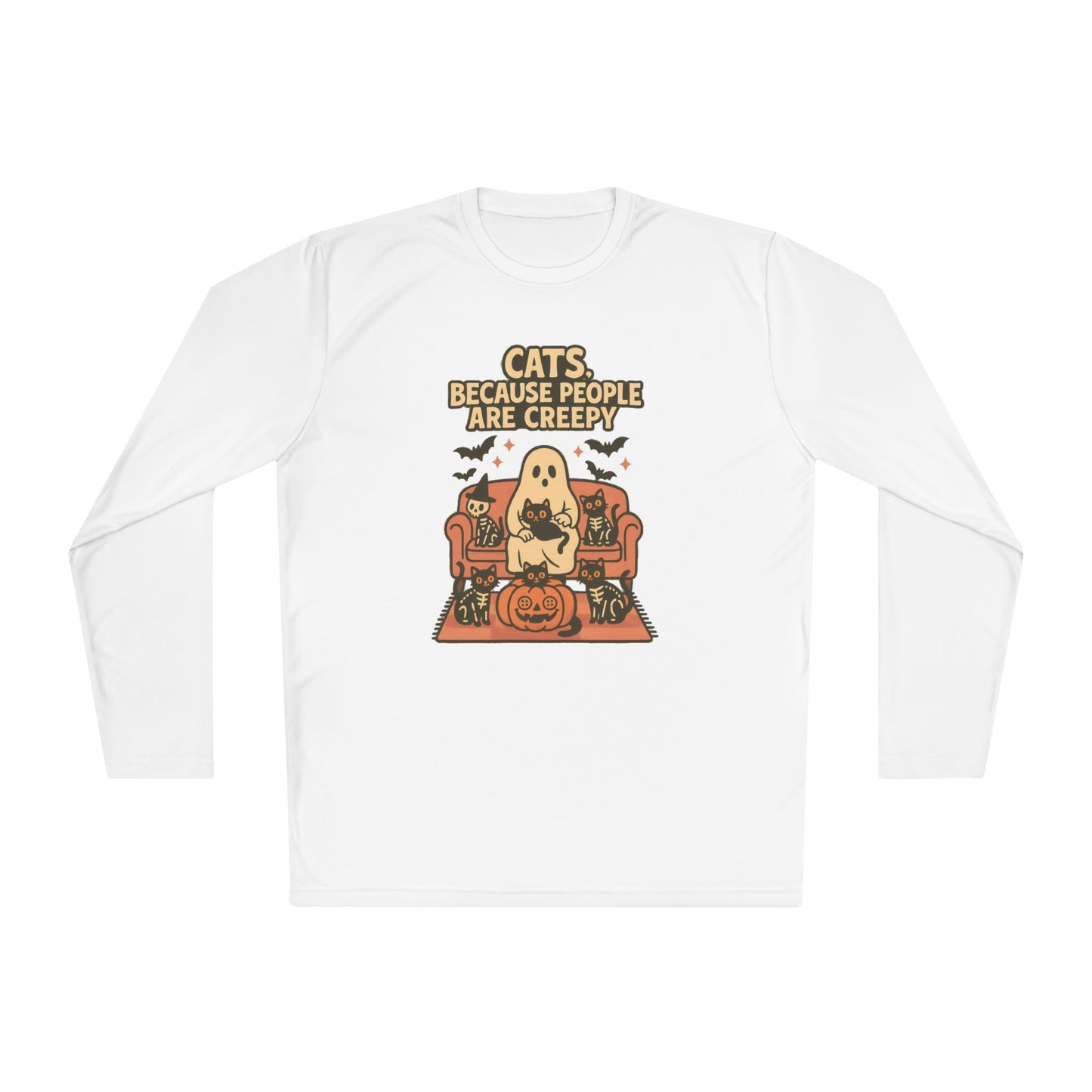 Cats, Because People Are Creepy (Halloween) Adult Long Sleeve Tee