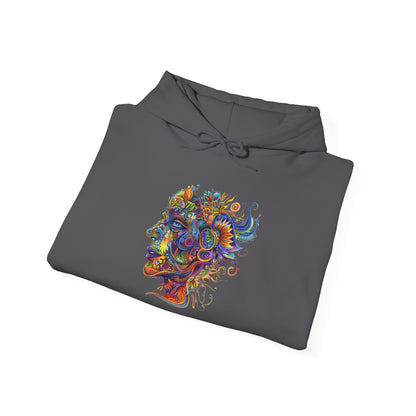 Colorful Paisley Woman Profile Heavy Blend™ Hooded Sweatshirt