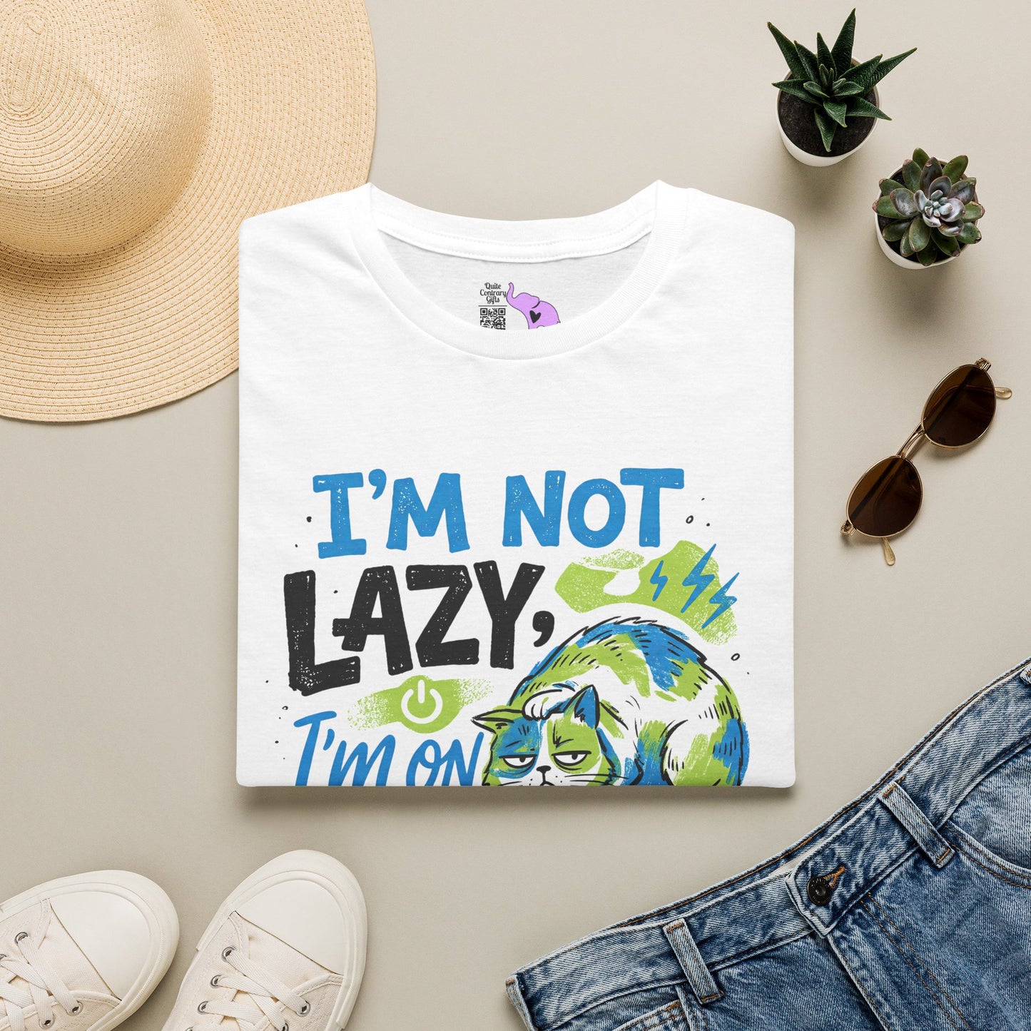 ""I'm Not Lazy, I'm On Energy Saving Mode (Cat) Adult T-shirt