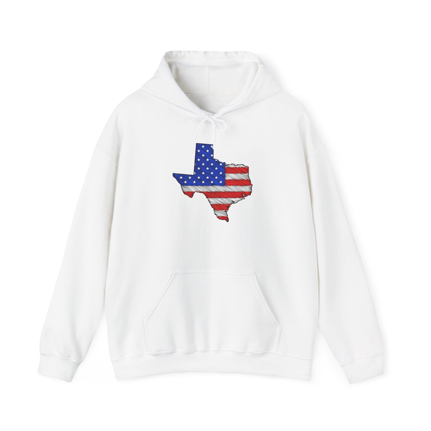 Texas-shaped American Flag Heavy Blend™ Hooded Sweatshirt