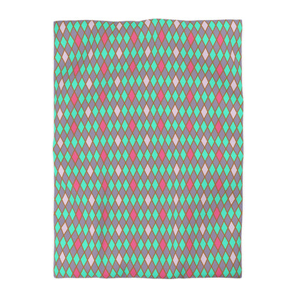Teal/Pink Harlequin Microfiber Duvet Cover