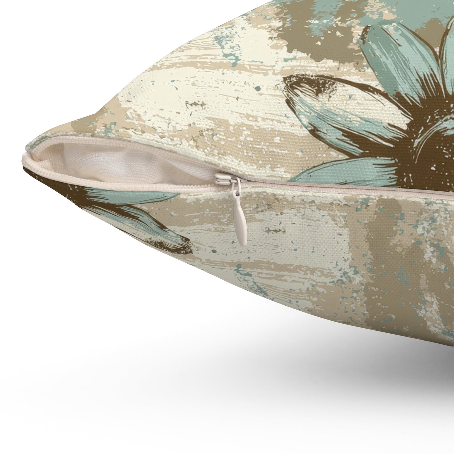 Rustic Teal Daisy Throw Pillow