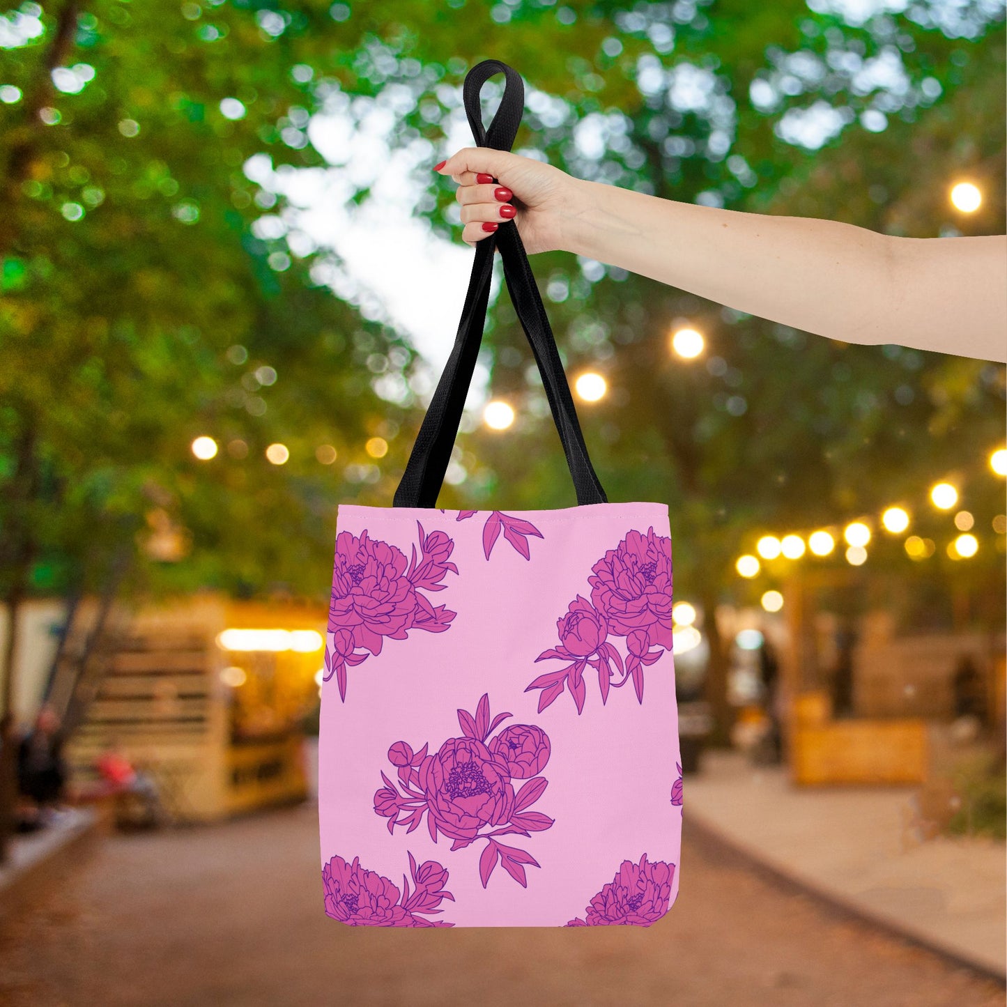 Bubblegum Bloom Peonies Canvas Tote Bag