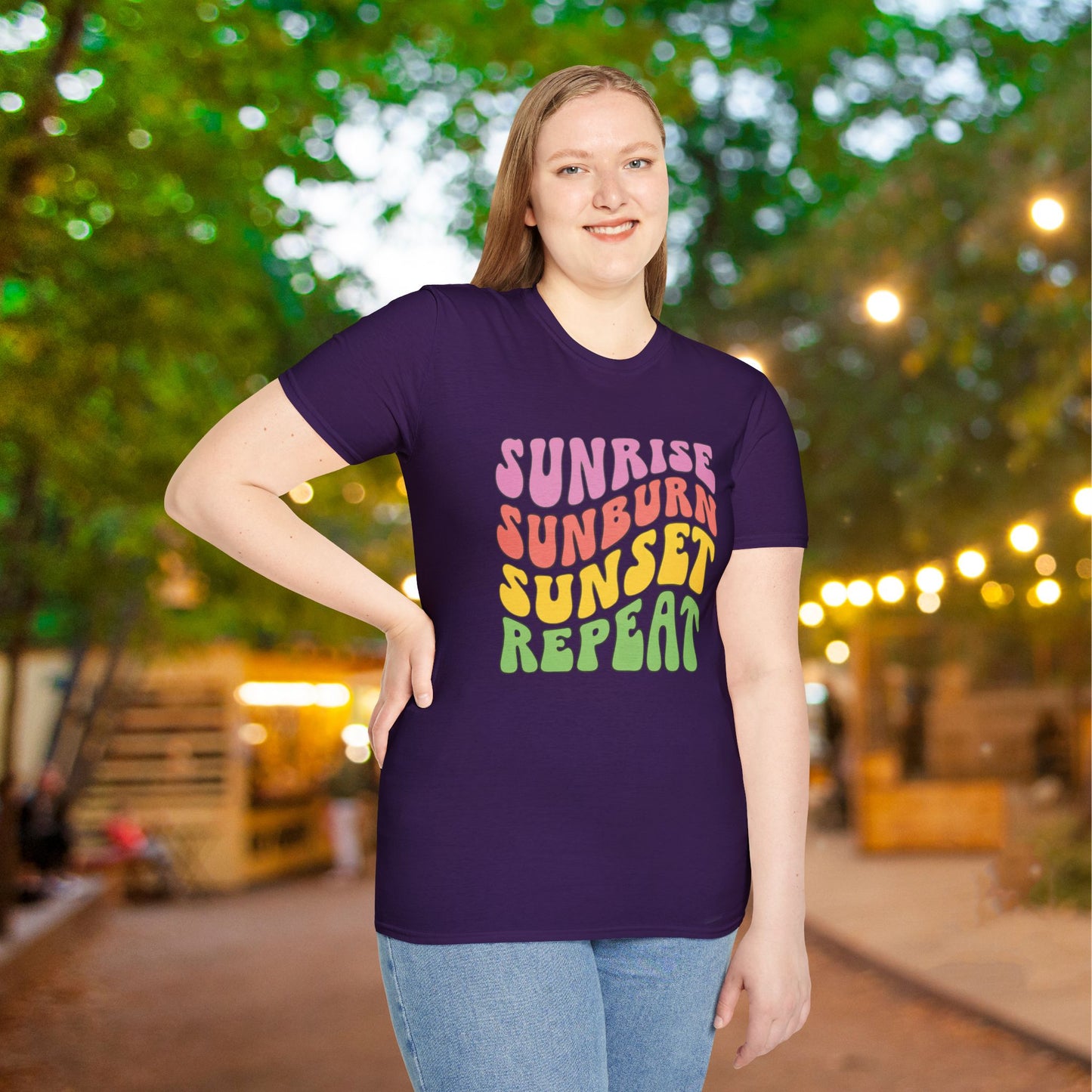 Sunrise Sunburn Sunset Repeat Adult T-shirt